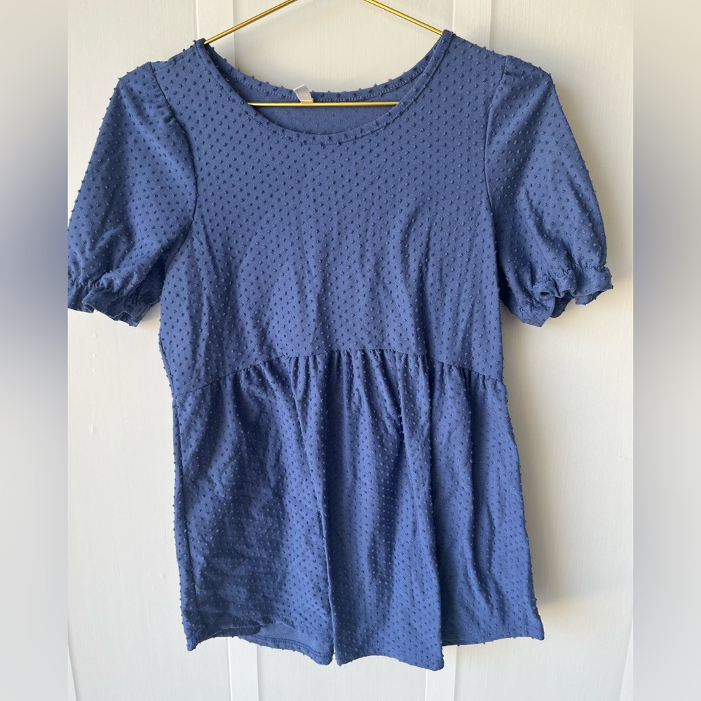 Pinkblush Elegant Blue Textured Women's Maternity Top Size Small